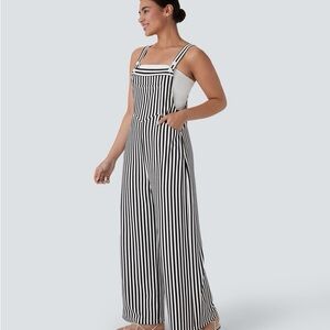 Halara Pockets Stripe Waffle Overalls